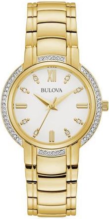 Bulova Womens Crystal Bracelet Watch, 32.5mm in Gold at Nordstrom Rack