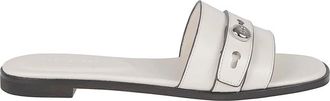 Tory Burch Romy Slide Sandal - Dames - Sandalen - Wit - 39 EU - Leer - Schoenen