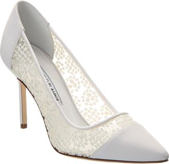 Manolo Blahnik Capcour 90 Canvas & Lace Pump
