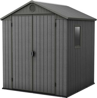 Keter Caseta Jard&iacute;n Darwin 6x6 Exterior Cobertizo Almacenamiento Ordenaci&oacute;n Madera Resina Alta Resistencia Evotech 190x183x221 Wxdxh Cm - Keter