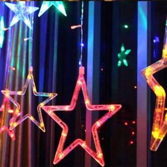Trade Shop Trade Shop - Tienda De Navidad Luminosa 140led Con Estrellas De Colores Rgb 2mt Extensi&oacute;n Externa