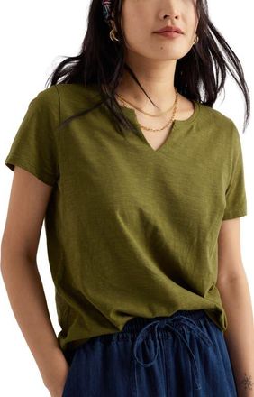 Seasalt Cornwall Kellow V-Neck Organic Cotton T-Shirt in Creek at Nordstrom, Size 10