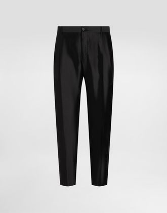 Dolce & Gabbana Mikado Shantung Silk Trousers - Man Pants And Shorts Black Silk 44