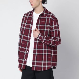Gucci Burgundy cotton jacquard tartan shirt