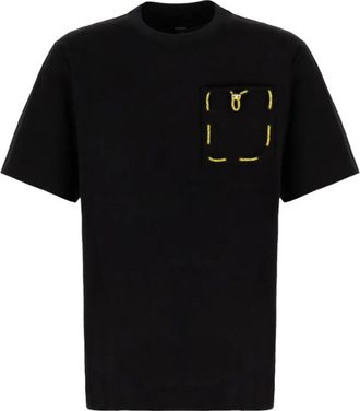 Fendi Black Crew Neck Embroidery T-Shirt