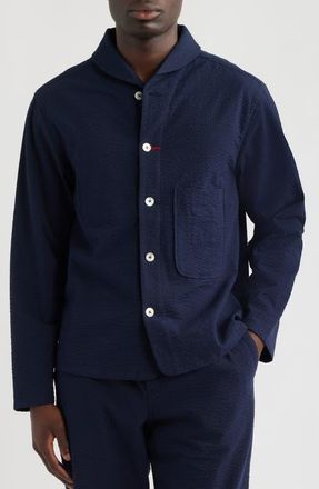 Imperfects Mr. Lynchs Seersucker Shirt Jacket in Dark Navy at Nordstrom, Size Xx-Large