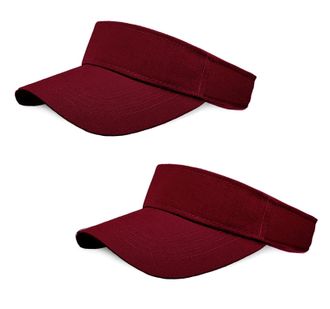 Generic 2 Pieces of Sun Visor Hats Adjustable Sport Visors Cap Visors for Women and Men (One Size), Burgundy, One Size
