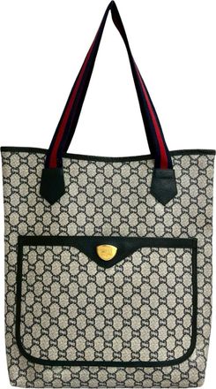 Gucci Navy Pvc Leather Handbag Shoulder Bag Tote Bag (Pre-Owned)