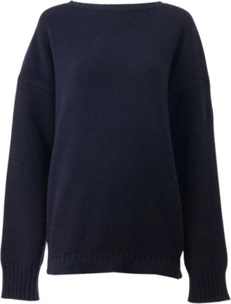 Chlo&eacute; Logo Jumper - Dames - Ronde hals truien - Blauw - M - Wol - Truien & Vesten
