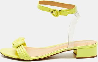 Alexandre Birman Neon Yellow Leather And Pvc Vicky Ankle Strap Sandals