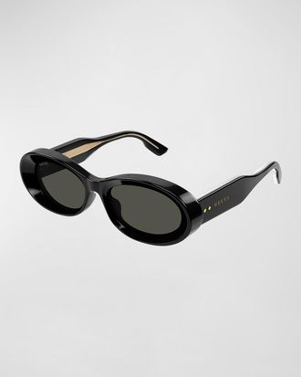 Gucci Beveled Acetate Oval Sunglasses
