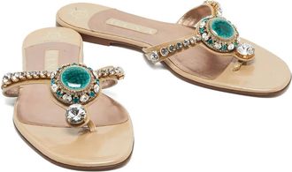 Gina Sandali in pelle con strass - Toni neutri