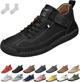 Generic Orthopedic Shoes, Womens Handmade Leather Orthopedic Comfortable Shoes, Anti-Impact Non-Slip for Hiking Camping Driving (B,12.5)