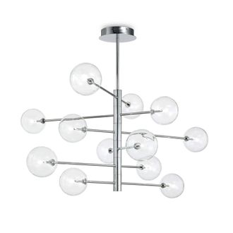 Netlighting Equinoxe 12 Light Multi Arm Ceiling Pendant Light Chrome in Grey
