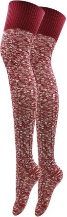 Generic Women Thigh High Cotton Knitted Winter Boots Socks Warm Extra Long Leg Warmer Over the Knee High Stocking Socks Large (Wine, One Size)