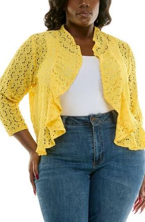 Nina Leonard Lace Three-Quarter Sleeve Bolero in Yellow at Nordstrom Rack, Size 2 X