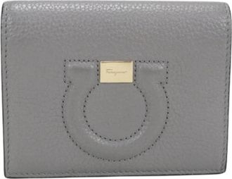 Ferragamo Pre-owned Bi-fold Portemonnee - Dames - Vintage Accessoires - Grijs - ONE Size - Leer - Vintage