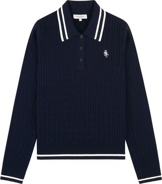 Sporty & Rich Cable-knit Striped Polo Shirt