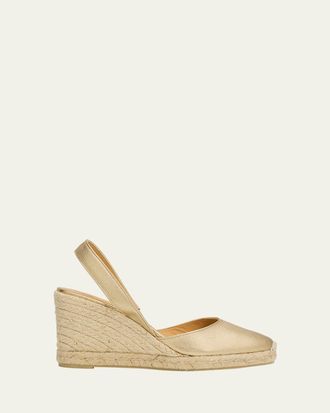 Castaner Carissa Metallic Leather Wedge Espadrilles