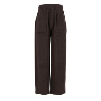 Maison Kitsun&eacute; Wollen Fleece Joggingbroek met Wijde Pijpen - Heren - Broeken - Bruin - Maat: S Wol
