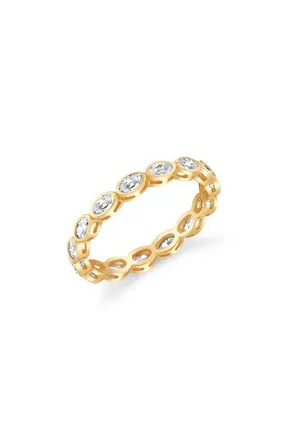 Crislu Oval Cut Cubic Zirconia Eternity Ring in 18Kt Yellow Gold /Clear Stone at Nordstrom, Size 6
