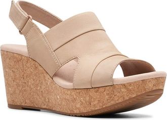 Clarks Womens Annadel Ivory Wedge Sandal, Sand Nubuck, 7.5 UK