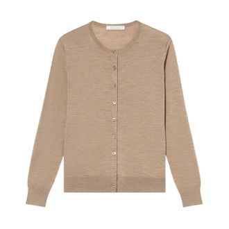 Brooks Brothers Relaxed Diamond Merino Vest - Dames - Vesten - Beige - XL - Wol - Truien & Vesten