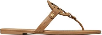 Tory Burch Miller logo-motif flip flops - women - Leather/Nappa Leather/Leather - 8.5 - Neutrals
