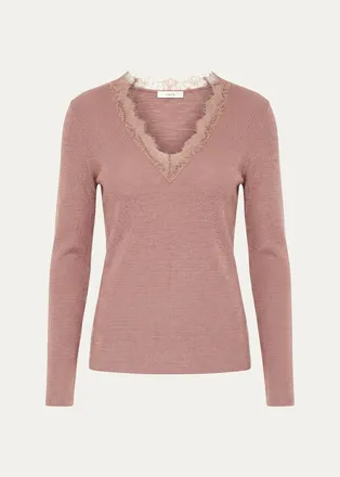 Vince Lace-Trimmed Long-Sleeve Top