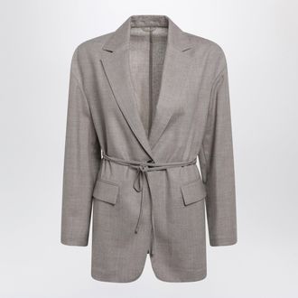 Brunello Cucinelli Blazer doppiopetto almond in lana vergine m&eacute;lange