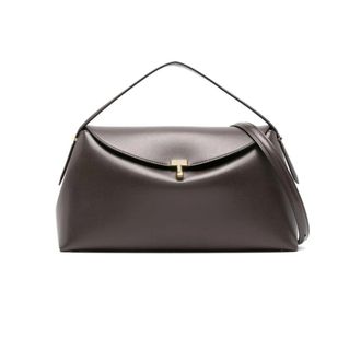Toteme Tassen, Dames, Bruin, ONE Size, Leer, T-Lock Top Handle Bag