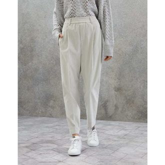 Brunello Cucinelli WomenS White Tapered Cotton Trousers, Size 12