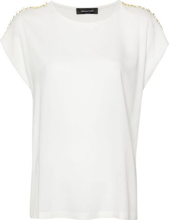 Fabiana Filippi bead-embellished blouse - women - Viscose/Elastane - 42 - Neutrals