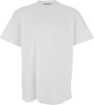 Wooyoungmi Grey Crew Neck T-Shirt With Back Lettering Logo In Cotton Man