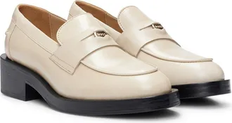 BOSS Iryna Leather Penny Loafer in Beige at Nordstrom Rack, Size 10