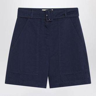 Max Mara Bermuda Blue In Cotton And Linen