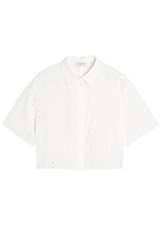 Anine Bing Lincoln Embroidered Cotton Shirt - White - S (UK8-10 / S)