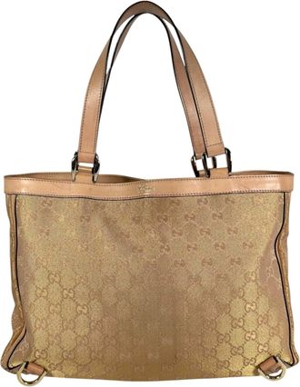Gucci Gold Pink Beige Gg Canvas Tote Bag (Pre-Owned)