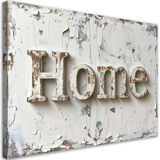 Feeby Cuadro Sobre Lienzo, Letrero De Casa Tipograf&iacute;a Shabby Chic, 120x80