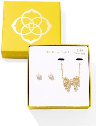 Kendra Scott Krista Bow & Ashton Gift Set in Gold White Mix at Nordstrom