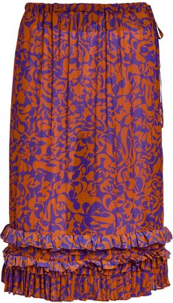 Dries Van Noten Scotts Printed Semi-sheer Chiffon Midi Skirt - Orange - 42 (UK14 / L)