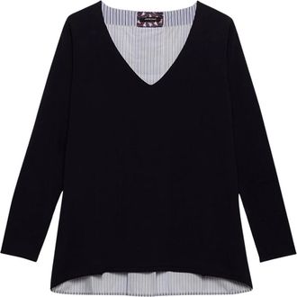 Elena Miro Gestreepte Gebreide Top - Dames - Longsleeves - Zwart - S - Tops