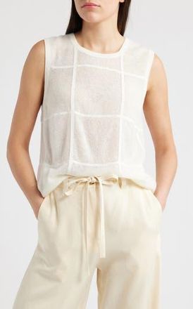 COS Windowpane Check Cotton Wool & Alpaca Blend Tank Top in White Dusty Light at Nordstrom Rack, Size Medium