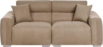 Beliani Sof&aacute; de 3 plazas 3 personas de tejido marr&oacute;n