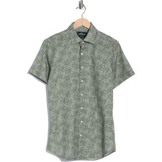 Rodd & Gunn Brooklyn Short Sleeve Cotton & Line Blend Button-Up Shirt in Fern at Nordstrom Rack, Size Xx-Large