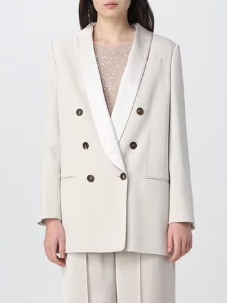 Brunello Cucinelli Milk Double-Breasted Blazer, Brand Size 48 (US Size 14)