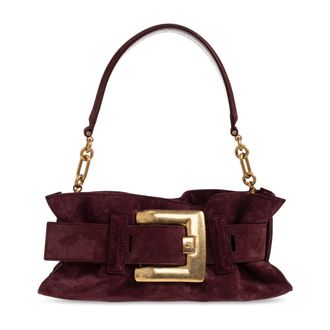 Balmain Anthem Mini Suede Bag - female - Balmain - Shoulder Bags - Red - ONE SIZE - Bags