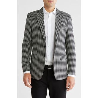 T.R. Premium Slim Fit Houndstooth Sport Coat in Black at Nordstrom Rack, Size X-Large