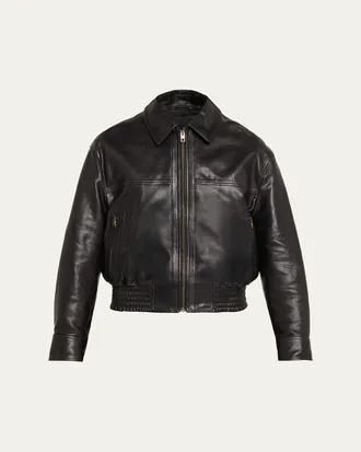Nili Lotan Aime Zipped Leather Bomber Jacket