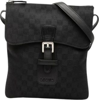 Loewe Pre-owned Cross Body Bags, female, Black, Size: ONE SIZE Pre-owned Canvas Crossbody Bag